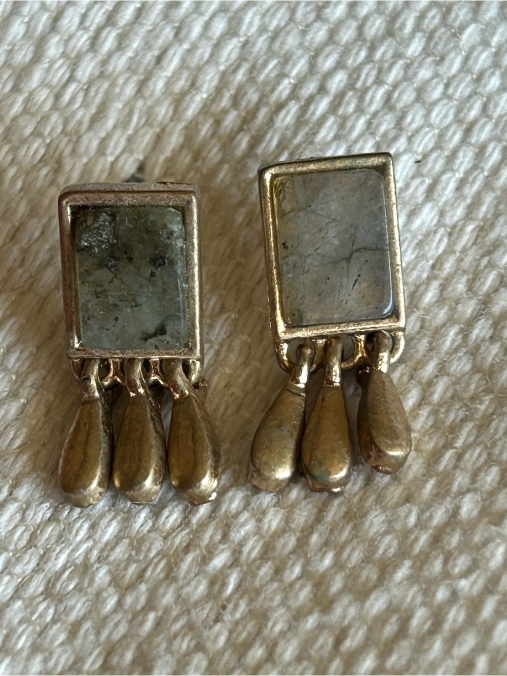 Gold Tone Square Drop Dangle Earrings Minimalist